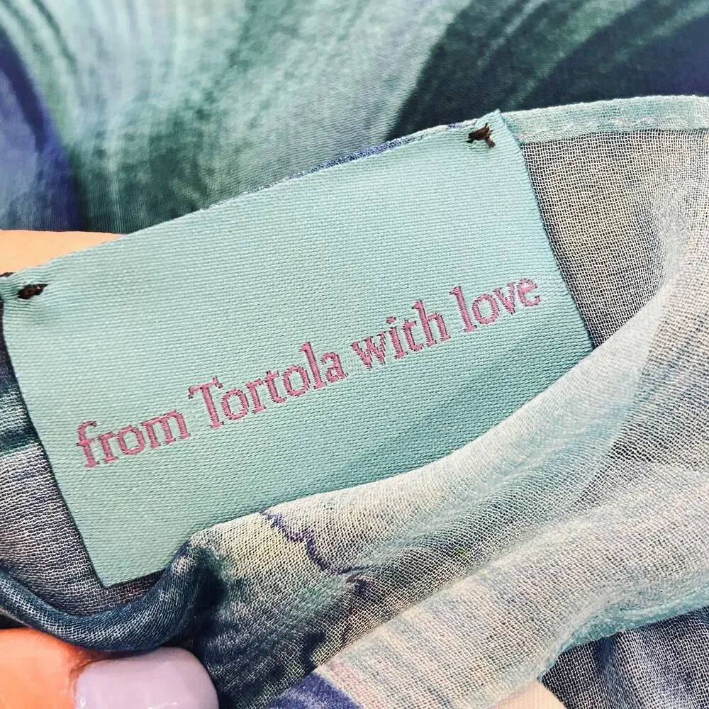 from tortola with love Blue Hibiscus Silk Sarong /Scarf  NWOT